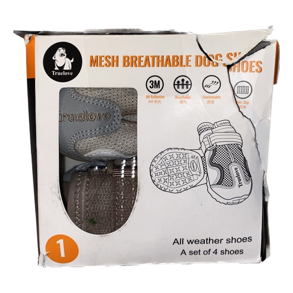 ---Truelove Breathable Mesh Anti-Slip Dog Booties Shoes Size 1, Grey Color - Picture 1 of 4